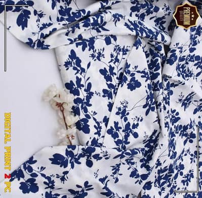 2 PCs women's Unstitched Winter Printed Suit