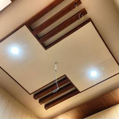 Fancy ceiling Media wall Wallpaper vinyl & wood flooring ceiling Wpc