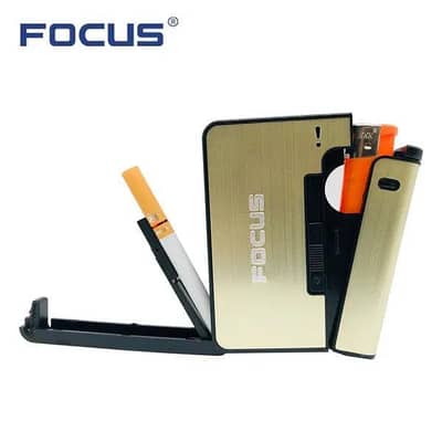 FOCUS 2-in-1 Cigarette Case with Lighter Premium Metal Design