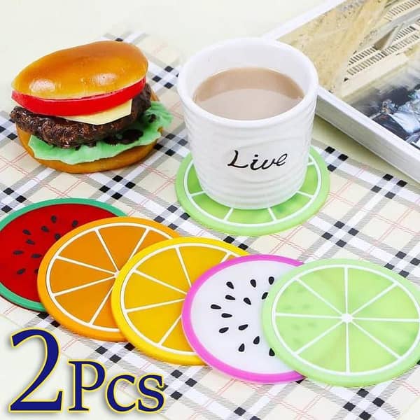 6pcs Fruit Shape Cup Coaster Silicone tea Cup Mat Hot Drink Holder Mug Stand Home Kitchen Accessories