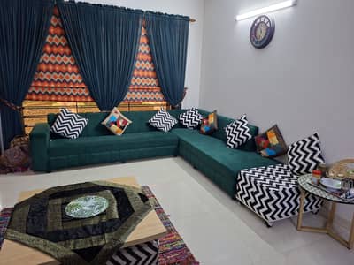 L shaped sofa with two single sofas stylish comfortable and spacious!!