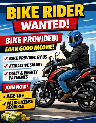 Required a person who can drive bike on yango, indrive etc