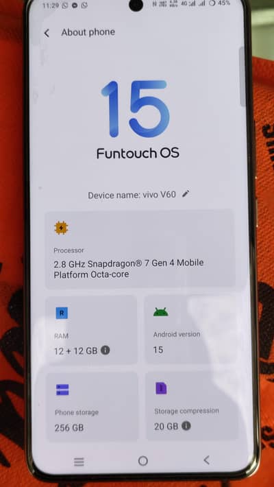 vivo v60 12/256 only 15 days used with complete box.
