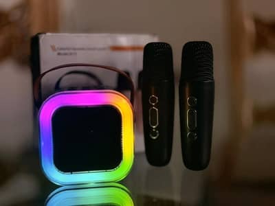 Portable RGB Bluetooth Speaker with Dual Wireless Microphones