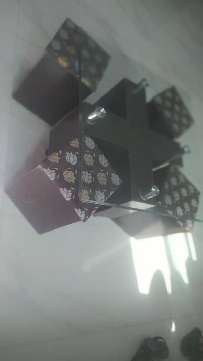 Square table with four stool seat