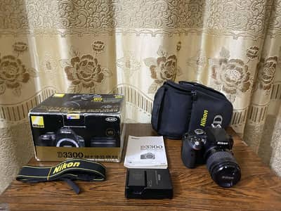Dslr camera Nikon d3300 with 18-55mm Vr kit lens full box and acc