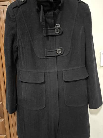 Jet black overcoat , medium size