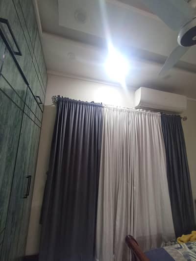 grey and white velvet curtains with inner
