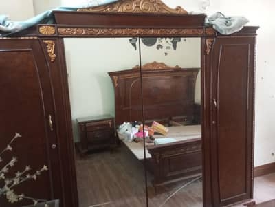 Pure Sheesham Wood 8 ft Large Cupboard - 3 Segment Fire-Borne Finish