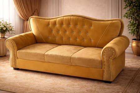 Premium Luxury Golden Velvet Sofa Set