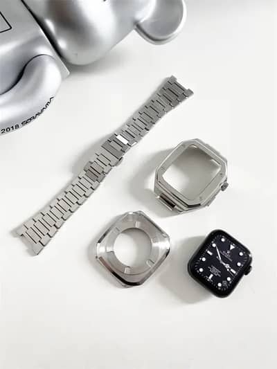 Apple Watch 9 8 7  44/45mm Strap with watch case Stainless Steel