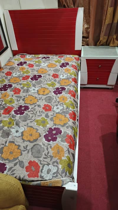 2 single bed with side table and medicated mattress