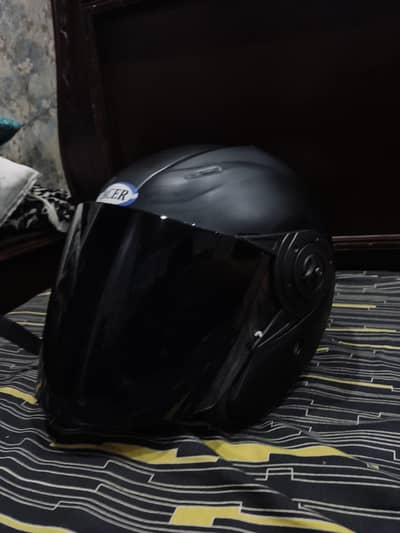 Racer helmet with tint balck visor very beautiful helmet in low price