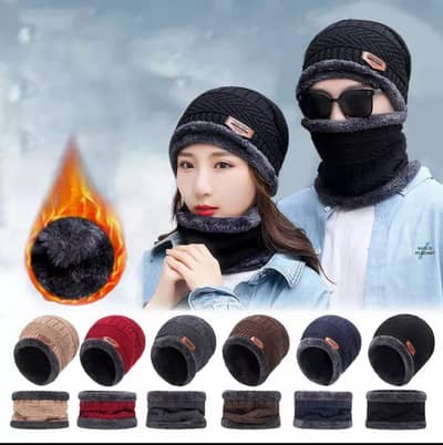 Woolen knitted Cap and Neck Cover with Quality guarantee.