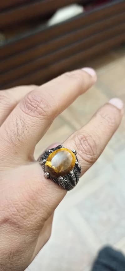 Tiger Punch Real Tiger stone Pure Chandi Ring