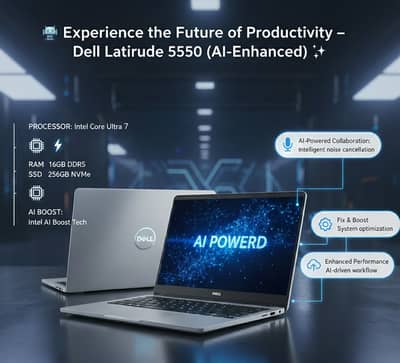 Dell Latitude 5550 Ultra 7-165U Ram 16gb DDR5 SSD 512gb Nvme AI Boost