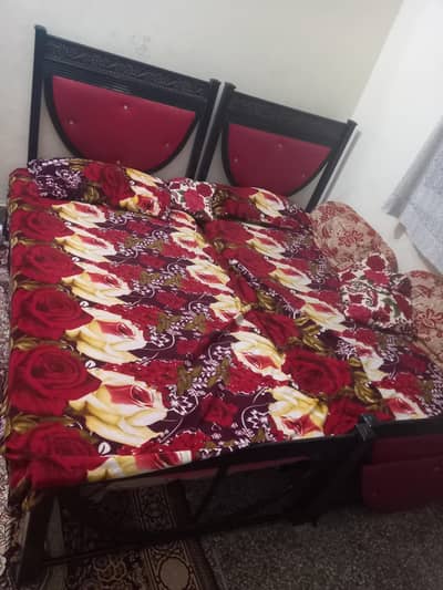 2 single bed for sale without matress contact me anumber 03005500033