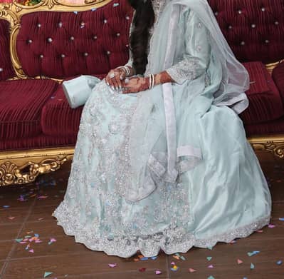 Elegant Bridal Walima Maxi for Sale – Ice Blue