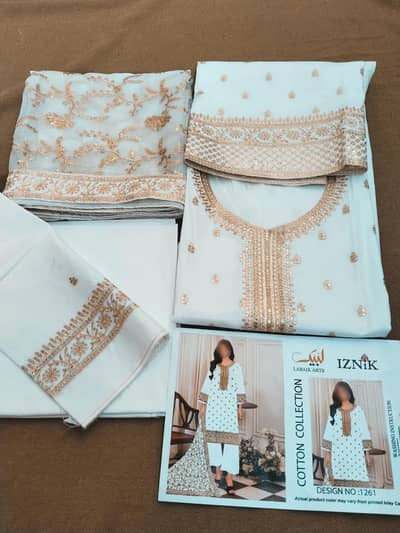 3 Pcs Cotton White Suit