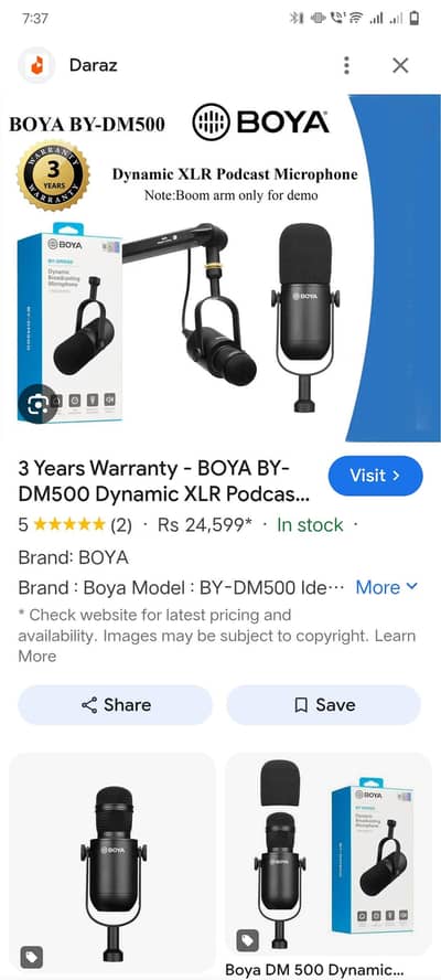 Boya By-DM500 Dynamic microphone + Boya By-Am4 Audio interface brand n