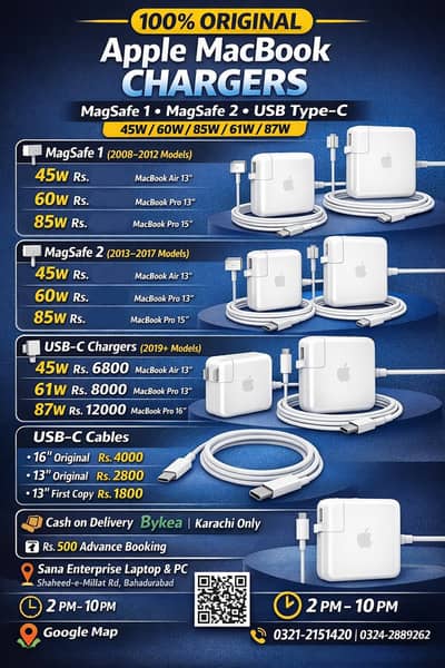 100% Original MagSafe 1 | MagSafe 2 | USB Type-C ! Used MacBook Charg