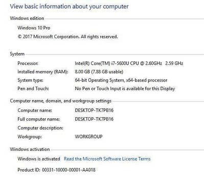 Dell Core i7 5th gen