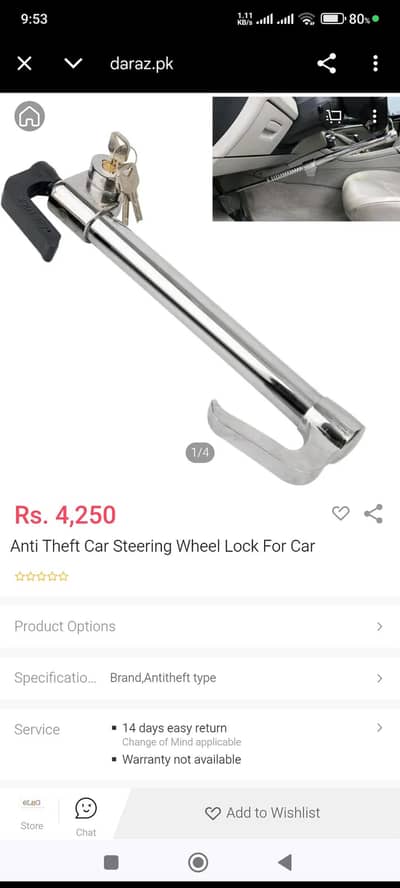 Anti Theft Car Steering Wheel Lock For Car