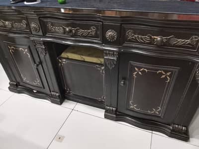 Large Size Solid Wooden Dressing Table with Mirror & Wooden Sofa/Stool