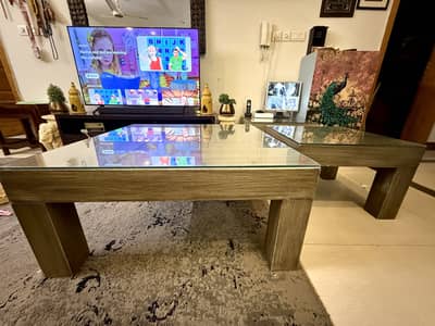 Centre & Side Table With Glass Top