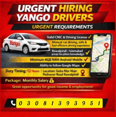 Yango Car Rental Required Yongo/Indrive Experience Driver's