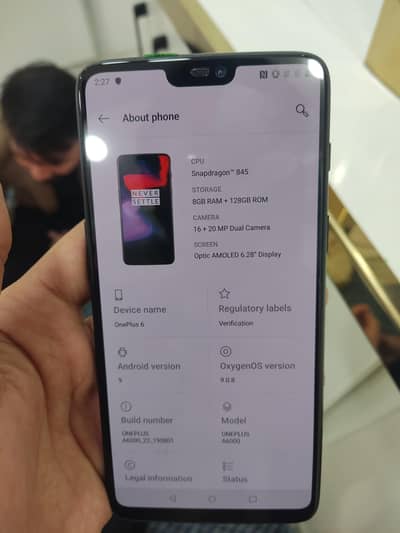 One Plus 6 8/128 PTA APPROVED