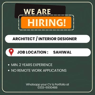 Female  Architect / Interior designer requried