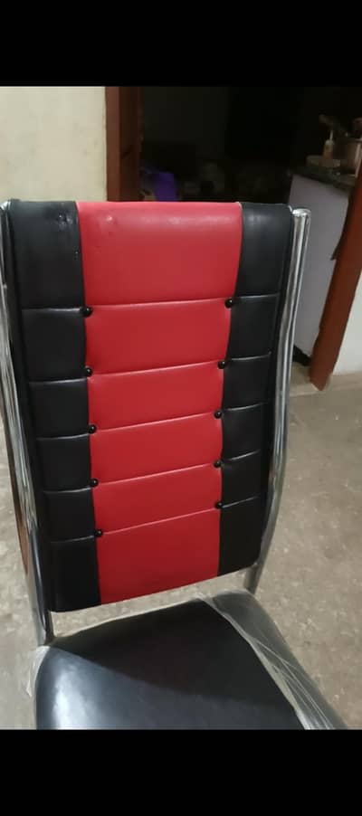 Modern Red & Black Glass Top Dining Table Set (6 Seater)
