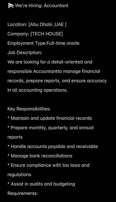 Who have experience in accountant job drop your CV on 03315563159