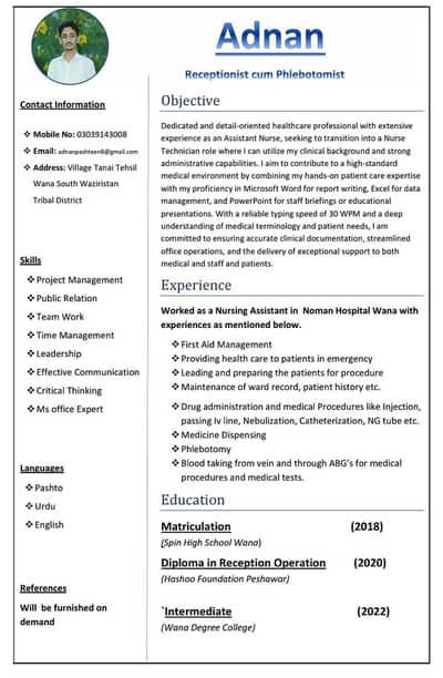 Medical Technician/ Assistant Nurse/ Pharmacy Assistant