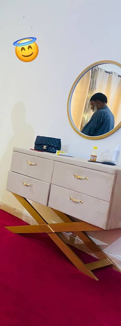 King size bed 2 side table 1 dressing table 2 coffee chair and table