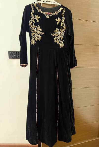 Hilal original jamawar velvet black dress
