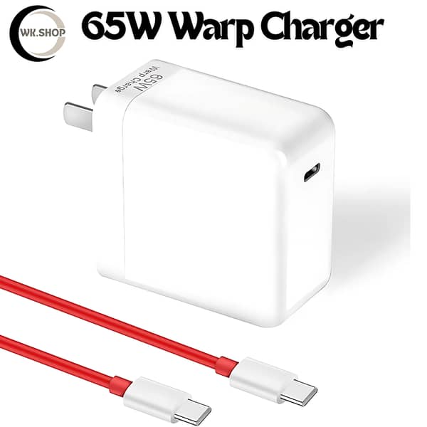 WKSHOP 65W Warp Charger - Fast Power Adapter with USB-C for Smartphones, Tablets and Laptops - Compatible with Multiple Devices