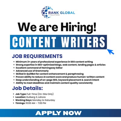 We’re Hiring Content Writers | 03706541498