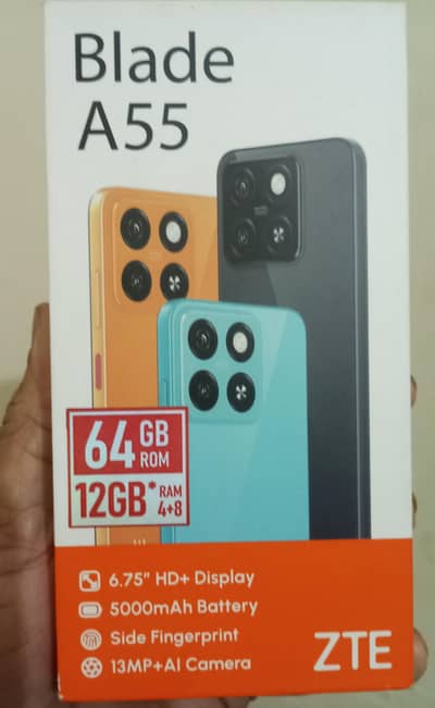 ZTE blade A55 . Storage 12GB/64GB. 11 Months waranty. PTA approved. 10/10