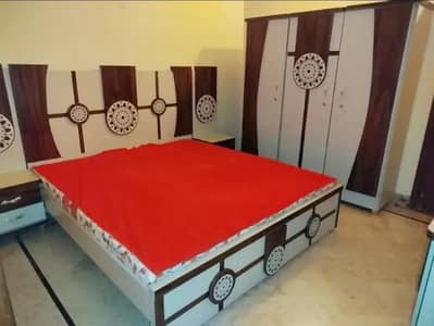 New wooden bed set ( bed + Wardrobe + Dressing Table) with mattress