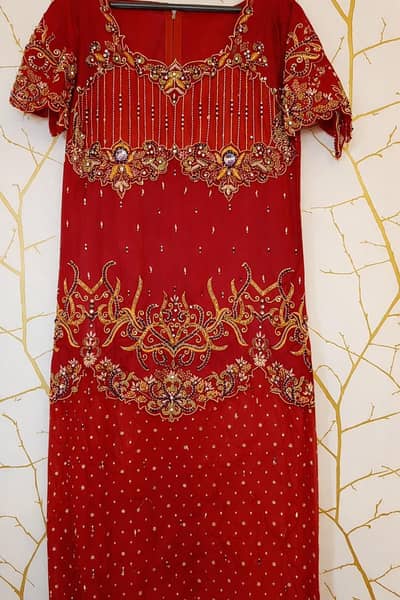 Beautiful Deep Red 3-Piece Party Wear Suit with Golden Embroidery