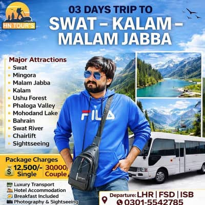 sawat kalam, kashmir,arangkail, hunza, skardu, tours available