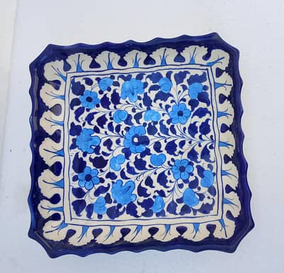 blue pottery platters