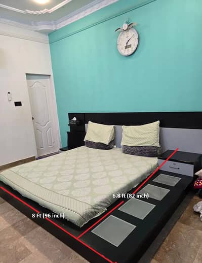 urgent sell bed set with side table almari and dressing