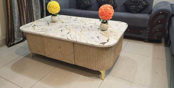Luxury Marble Look Center Table | Modern Coffee Table | 3 Month Used
