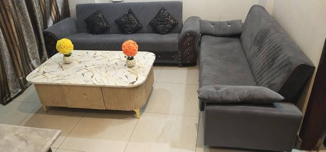 Velvet Sofa Cum Bed 3+3 Seater with Storage | Urgent Sale
