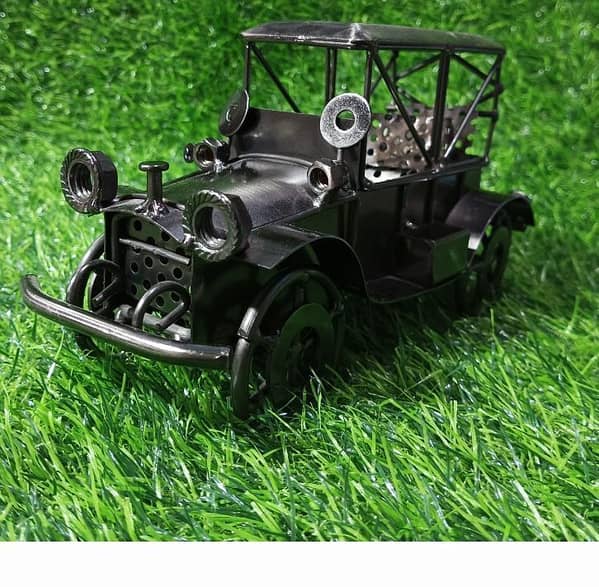 Vintage Handmade Metal Car Model - Antique Mini Collectible for Home and Office Decor
