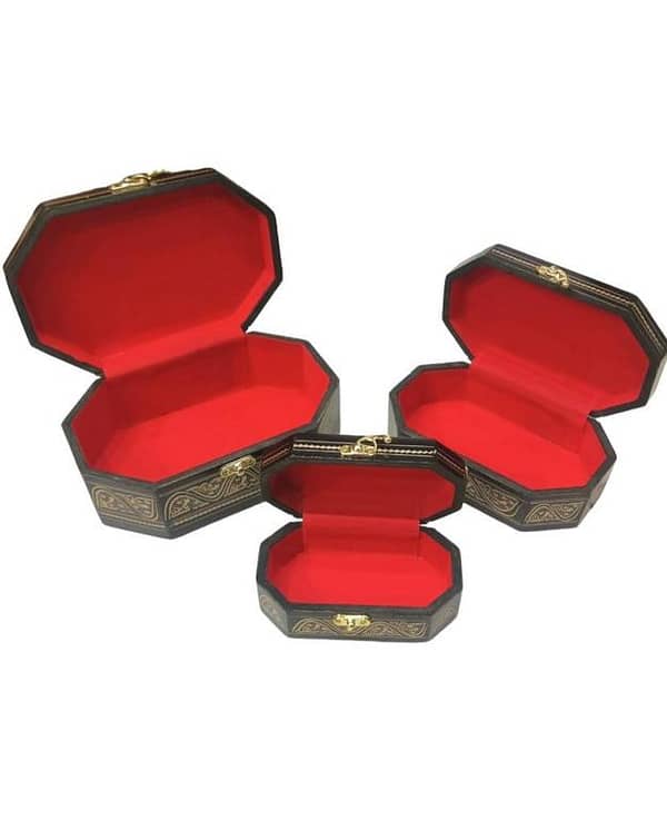 Naqshi Art Lacquer Curved Jewelry Box Set - Wooden Storage for Fashion Jewelry