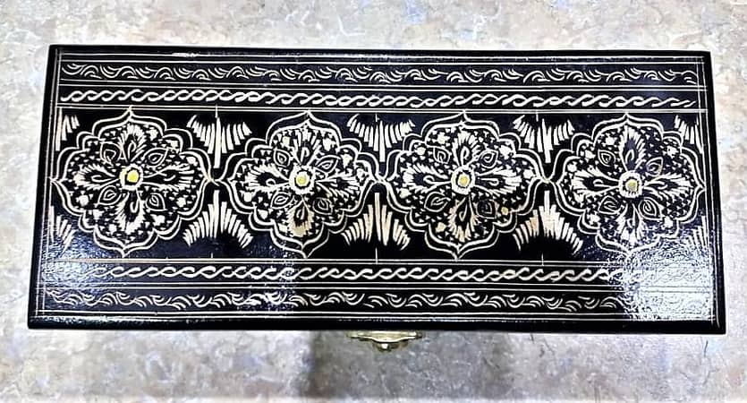 Lacquer Art Wooden Geometry Box with Handmade Naqshi Art Design